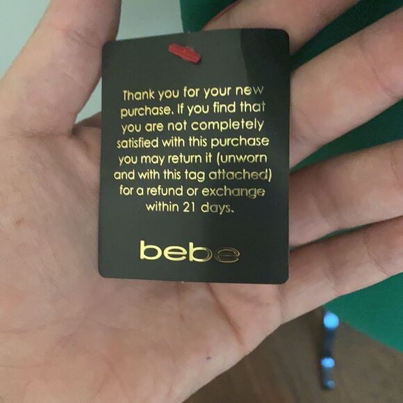 Bebe Green V-Neck Shirred Dress - Picture 7 of 15